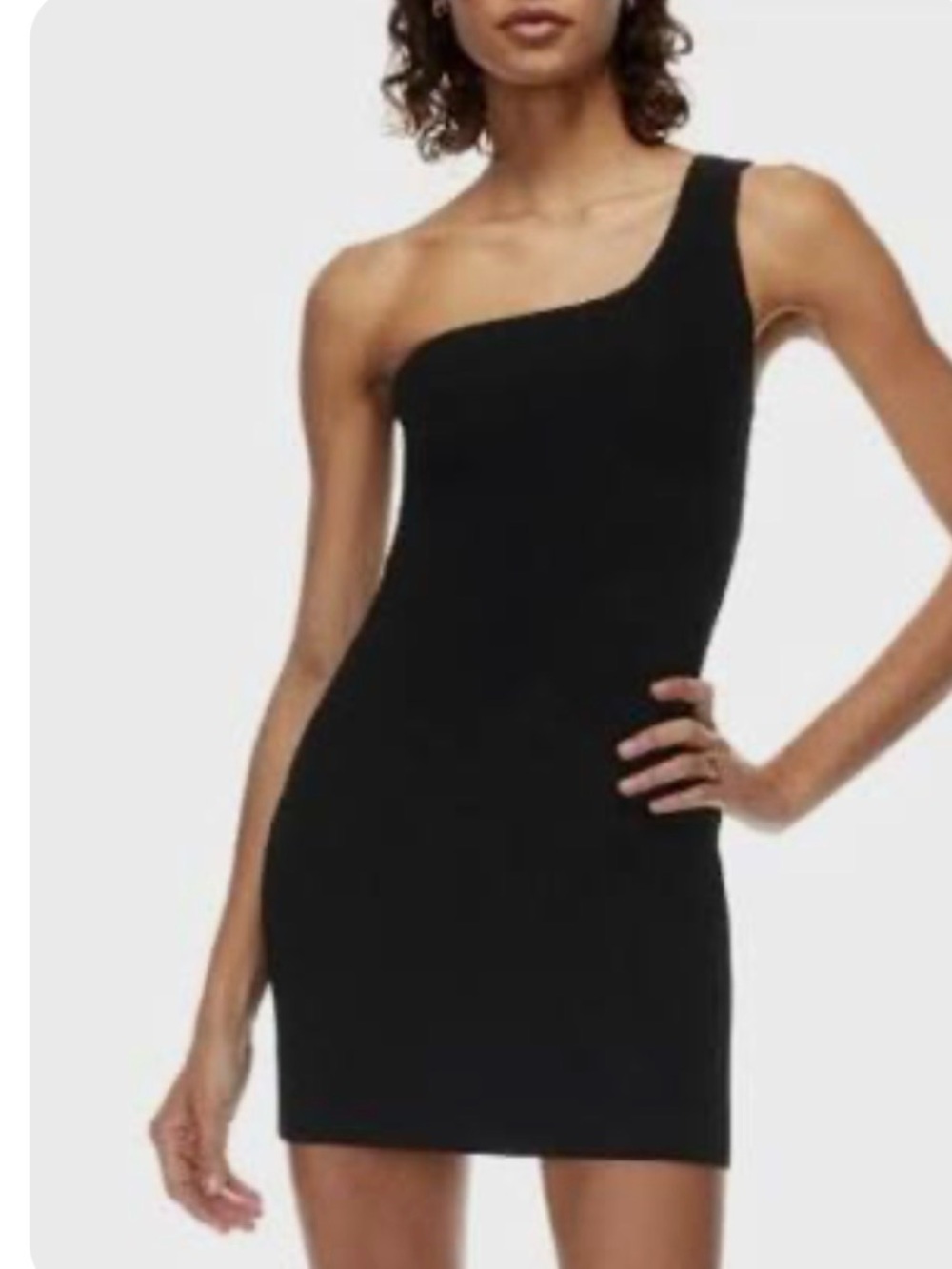 Babaton One-Shoulder Black Bodycon Mini Dress